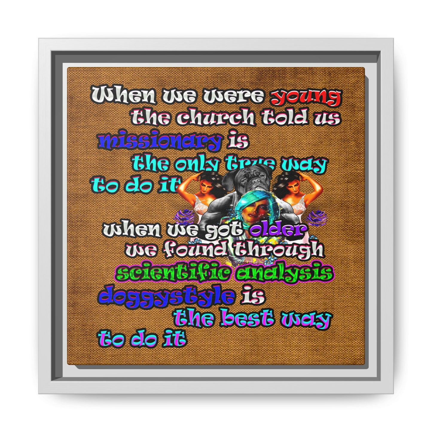 doggystyle - framed canvas art (brown papyrus)