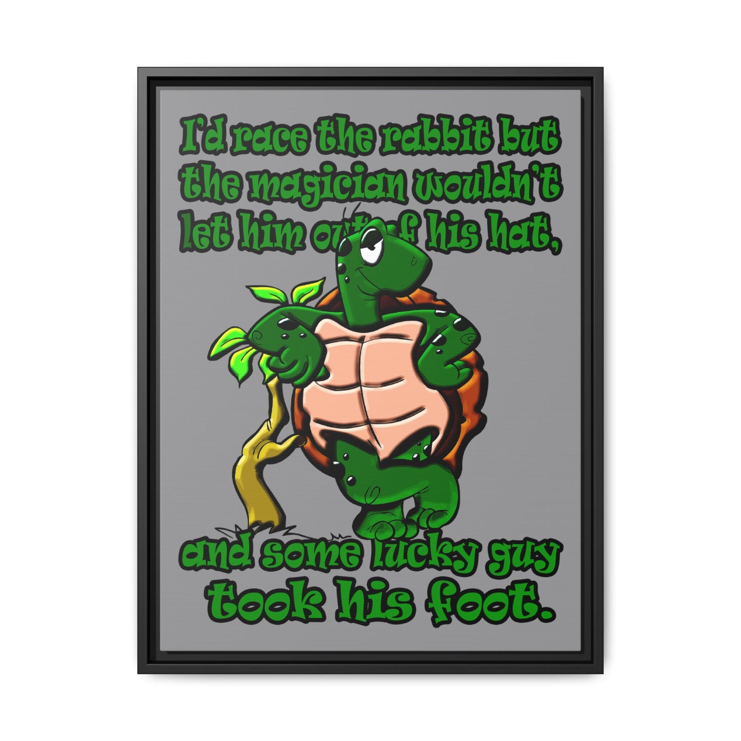 turtle race - framed canvas art (grey)