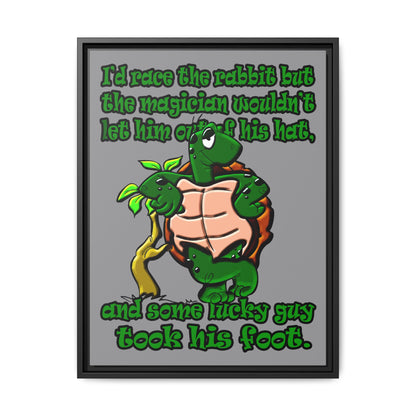 turtle race - framed canvas art (grey)