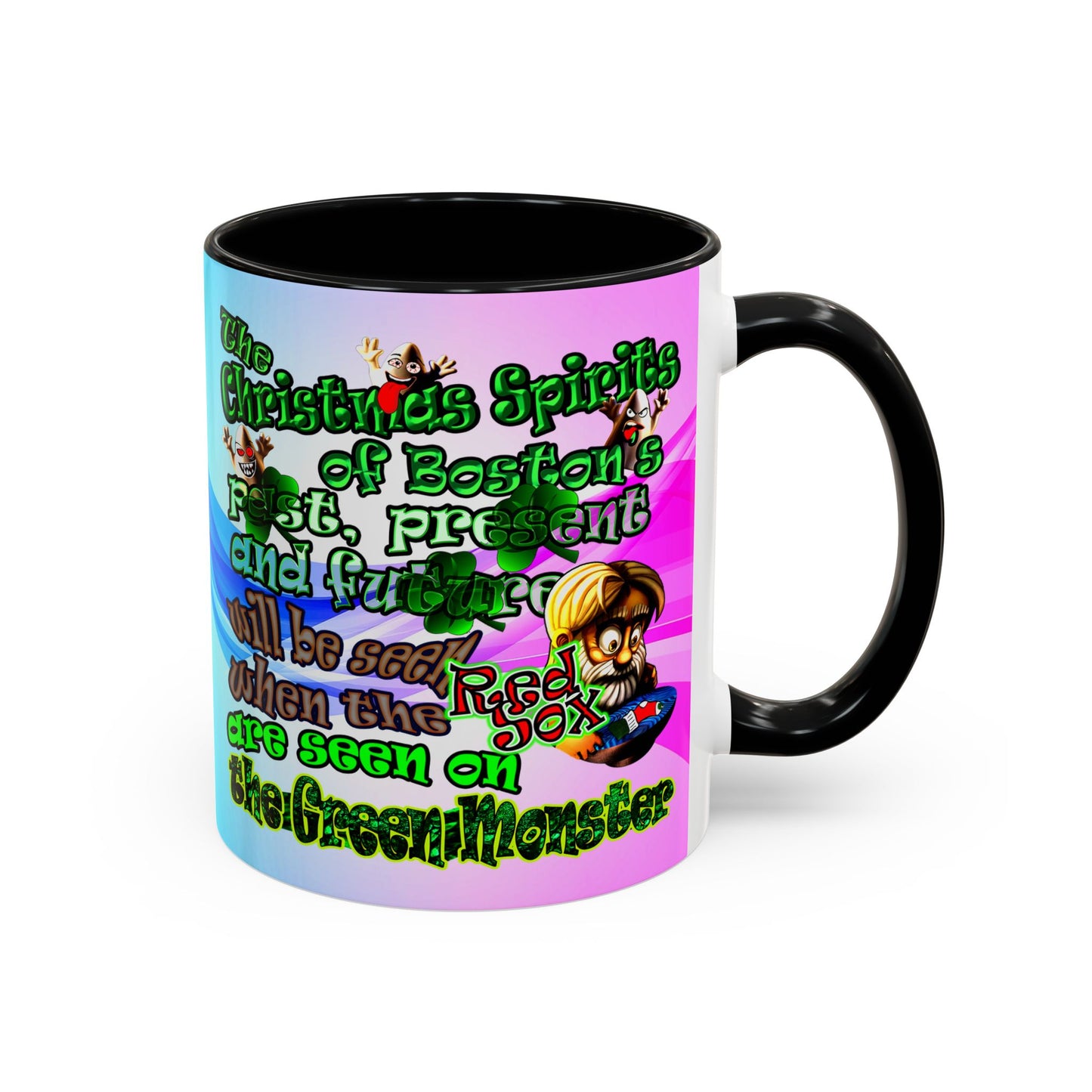 christmas spirits of boston - Accent Mug (light blue-pink wave)