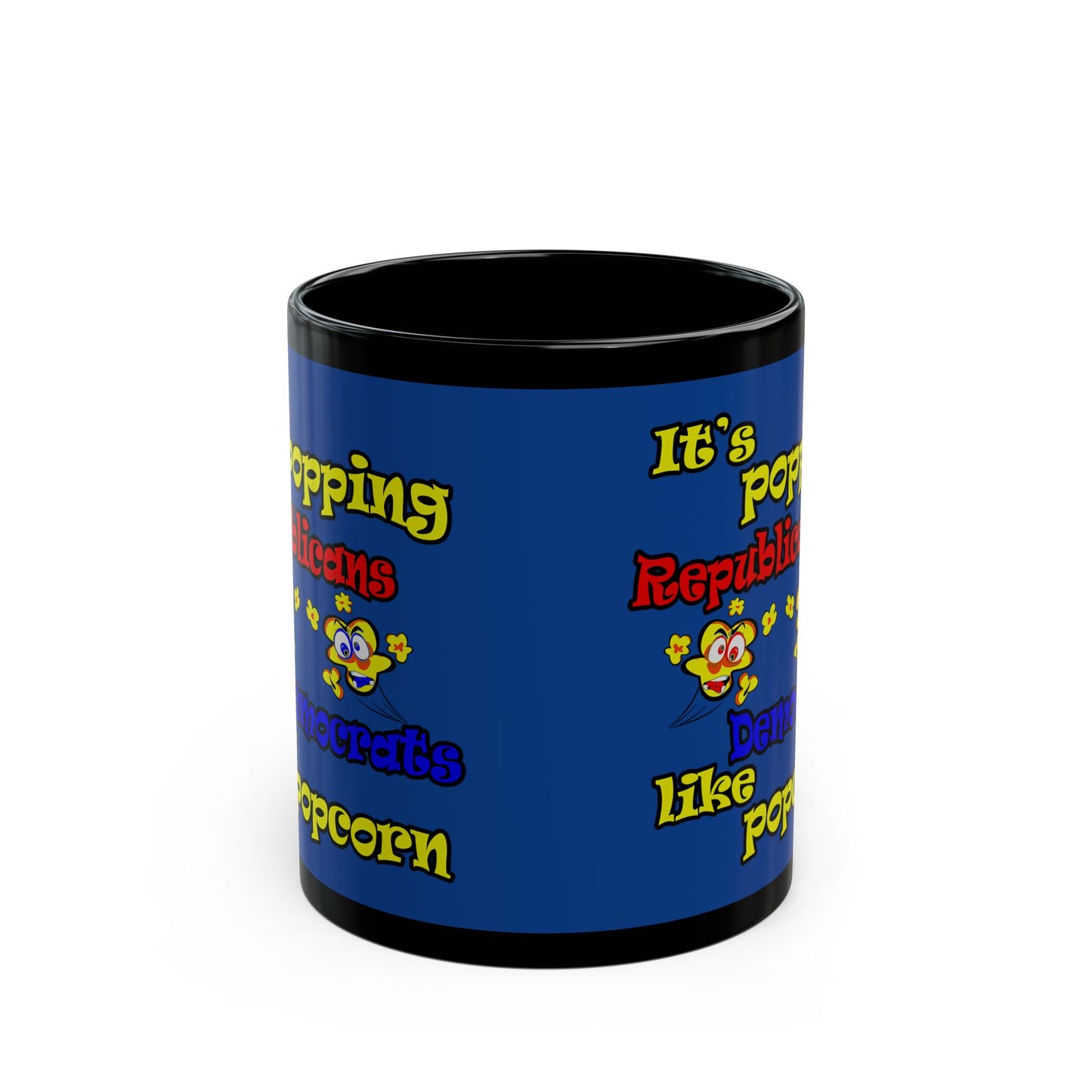 popping like popcorn - Black Mug (dark blue)