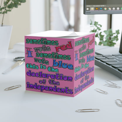 declaration of the independents - note cube (light pink)