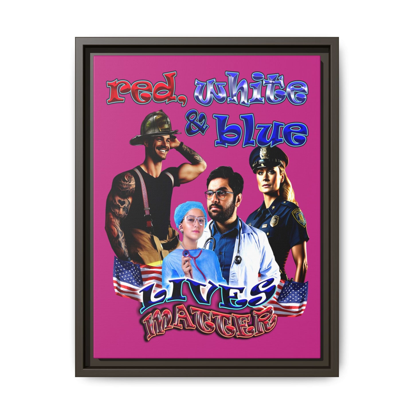 rw&b lives matter - framed canvas art (pink)