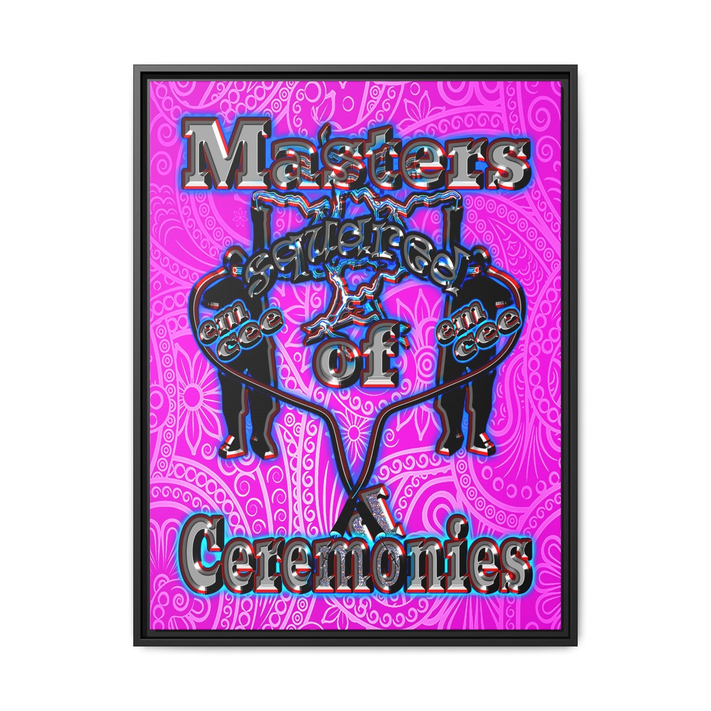 em cee squared - framed canvas art (pink swirl)