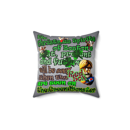 christmas spirits of boston - Faux Suede Square Pillow - (brushed nickel)