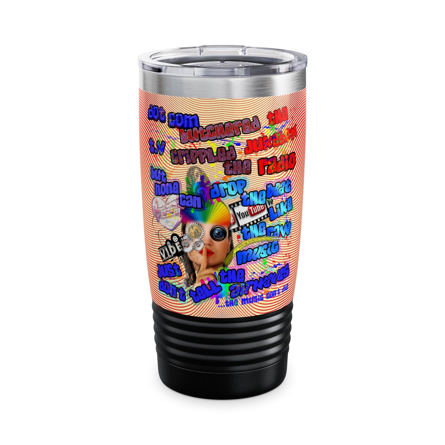 drop the beat - Ringneck Tumbler, 20oz  (yellow-orange wave)