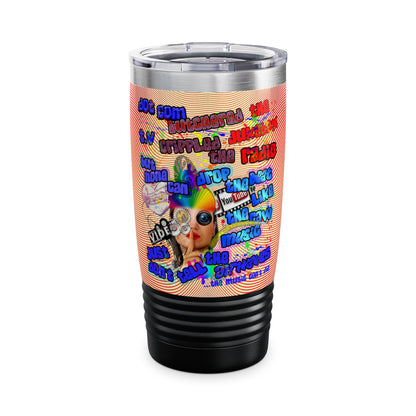 drop the beat - Ringneck Tumbler, 20oz  (yellow-orange wave)