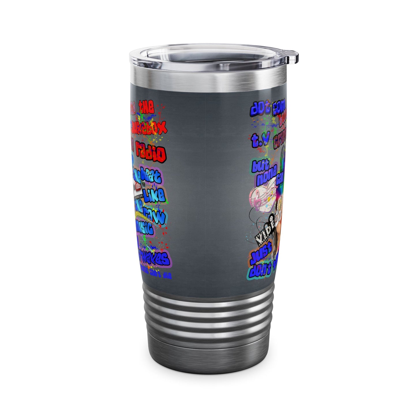 drop the beat - Ringneck Tumbler, 20oz  (grey-light grey)