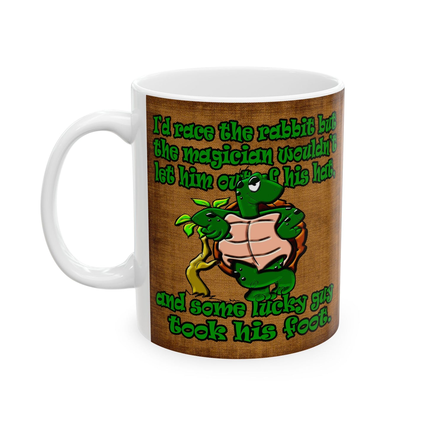turtle race - White Mug (brown papyrus)