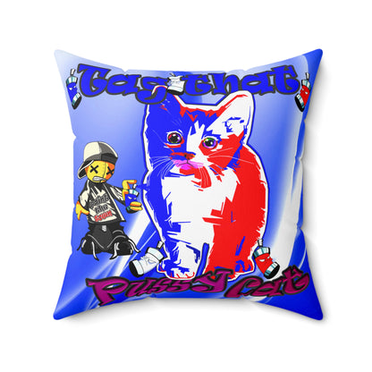 tag that - Spun Polyester Square Pillow - (blue-white wave)