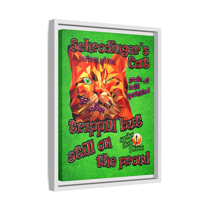 schrodinger's cat - framed canvas art (green turf)