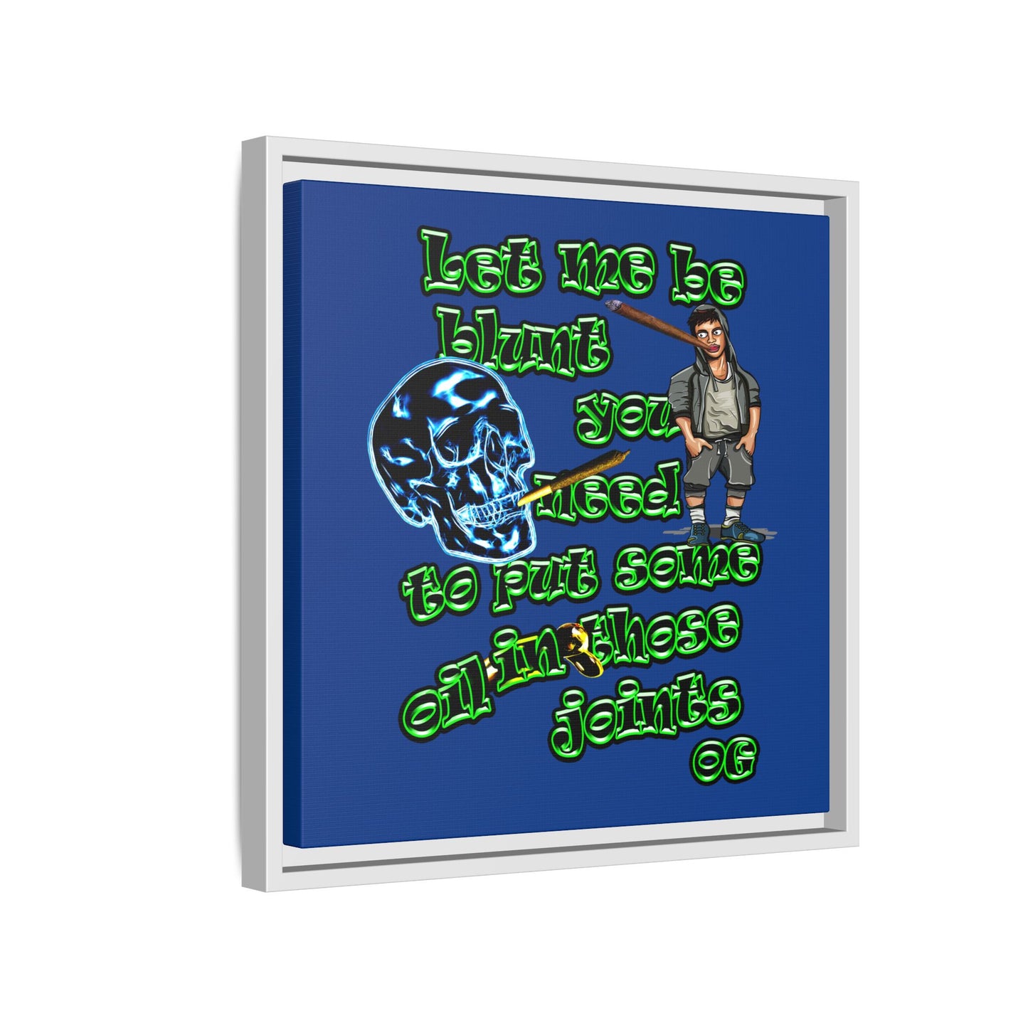 og - framed canvas art (dark blue)