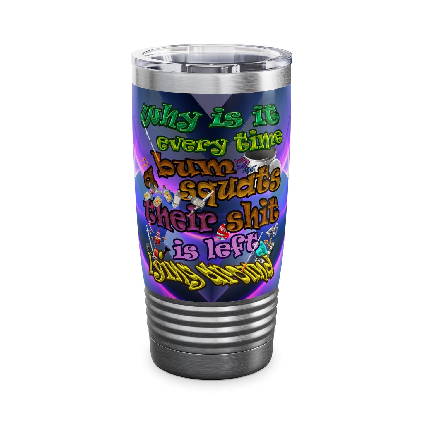 the bum's shit - Ringneck Tumbler, 20oz (grey-pink wave)