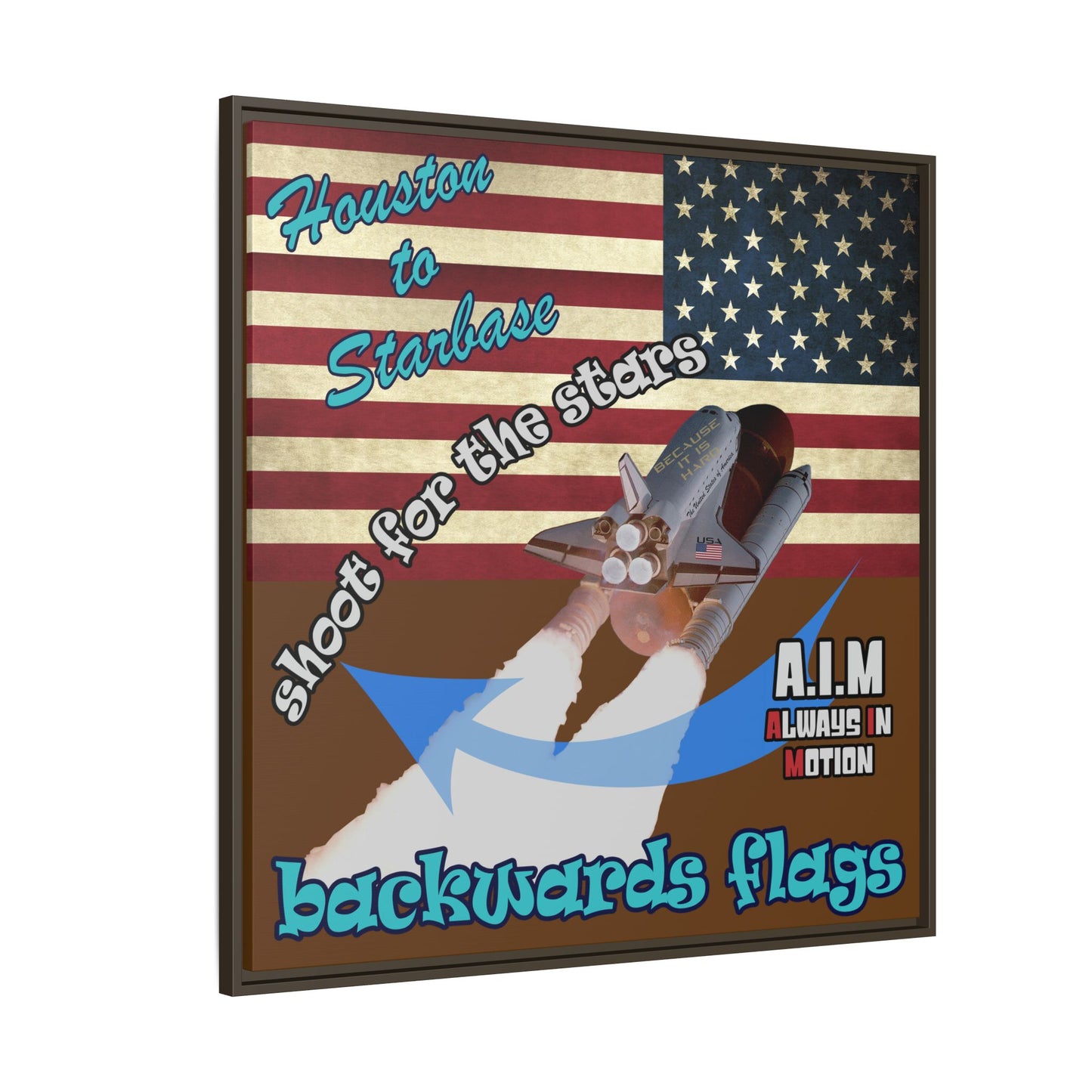 shoot for the stars - framed canvas art (brown)