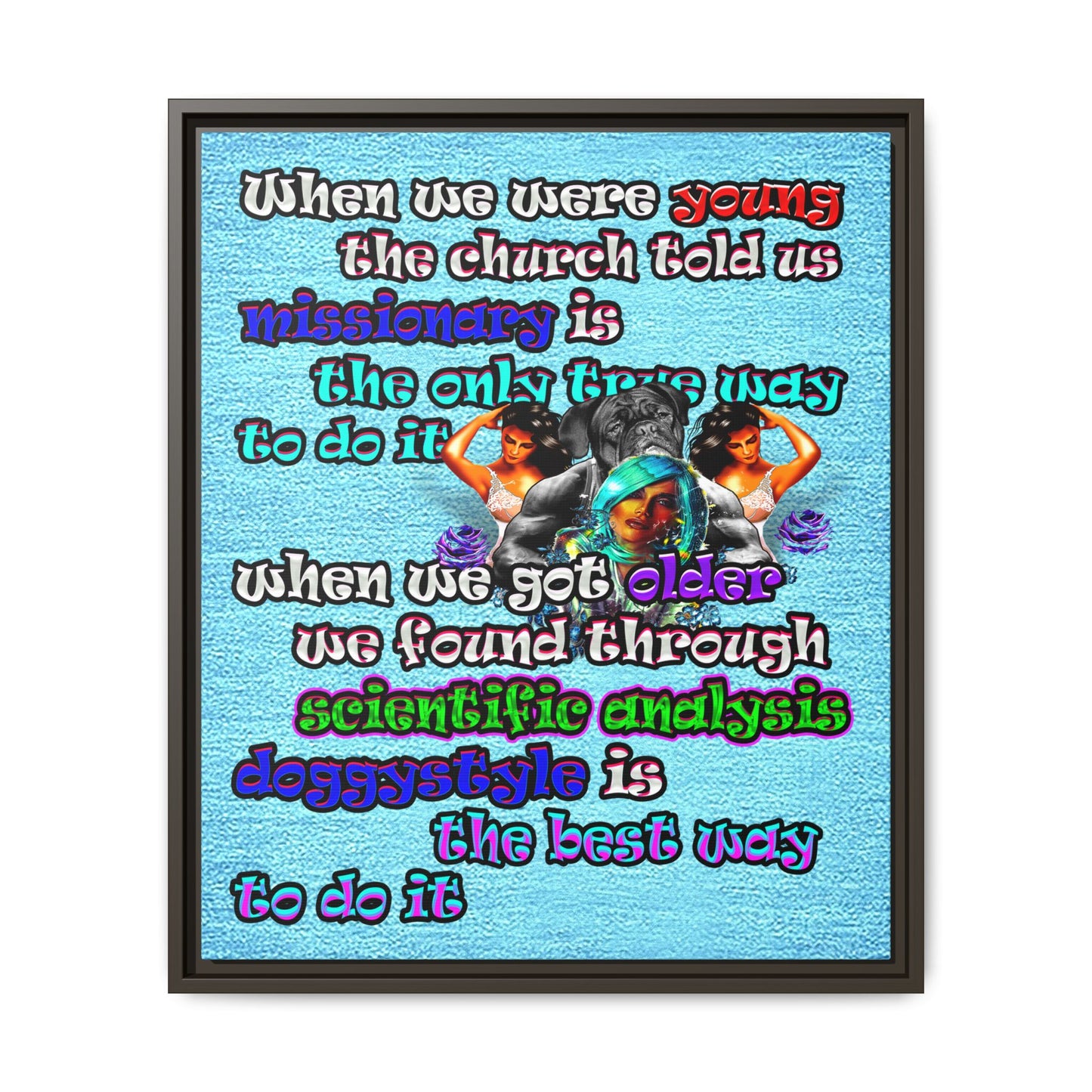 doggystyle - framed canvas art (faded blue)