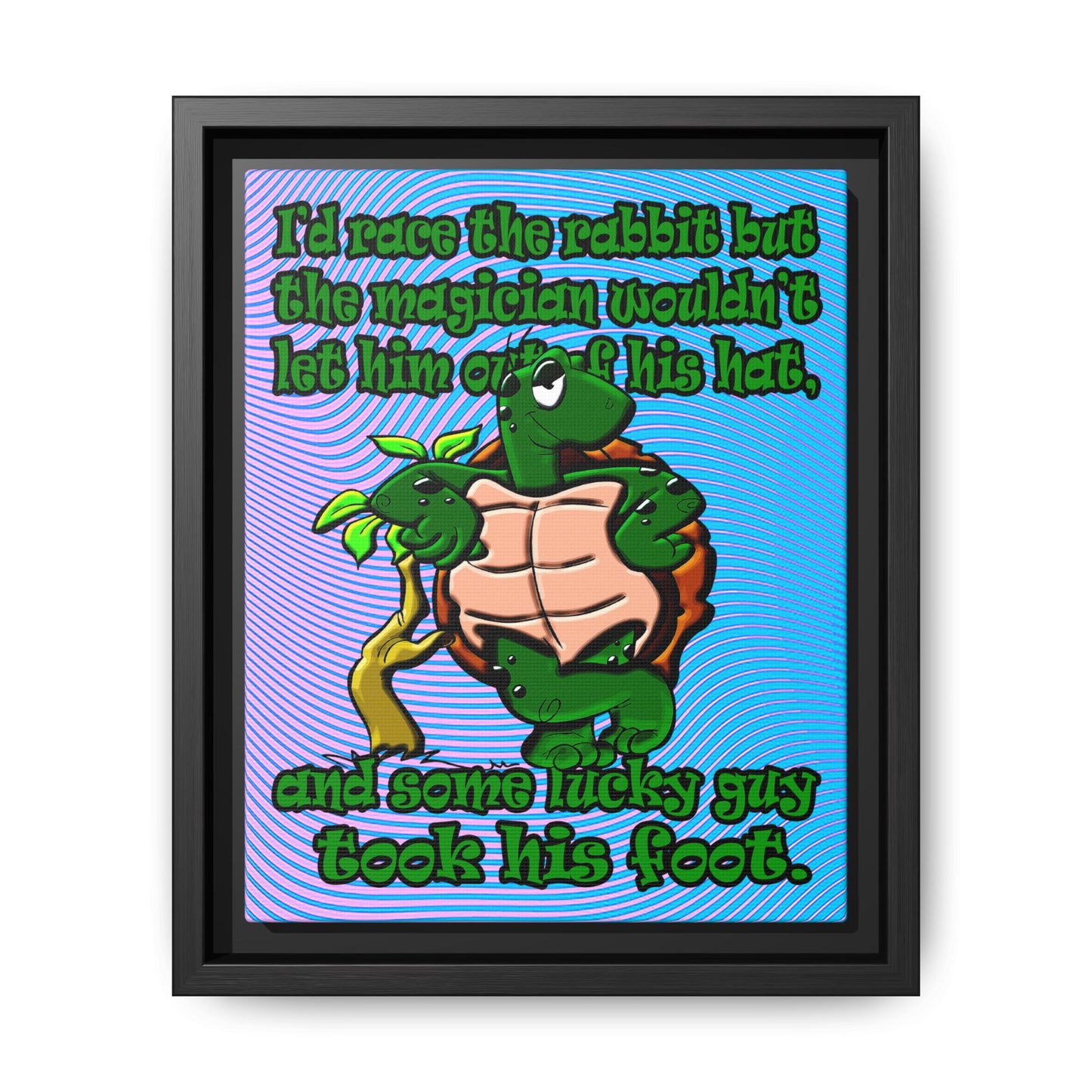 turtle race - framed canvas art (light blue-purple wave)