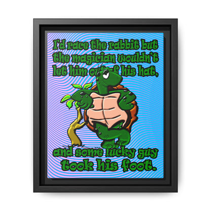 turtle race - framed canvas art (light blue-purple wave)