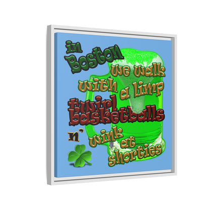 celtics logo - framed canvas art (light blue)