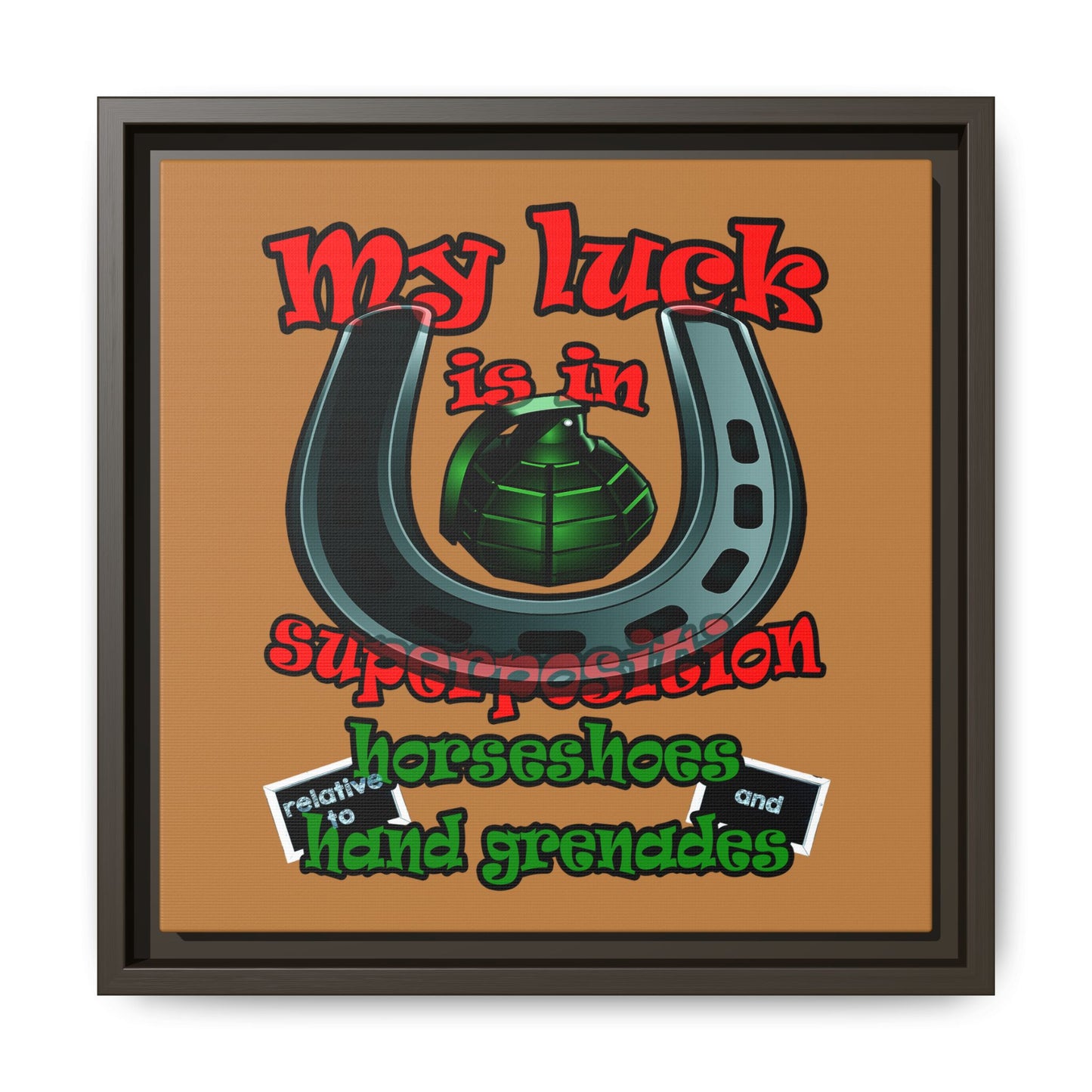 my luck - framed canvas art (light brown)