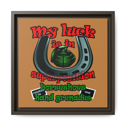 my luck - framed canvas art (light brown)
