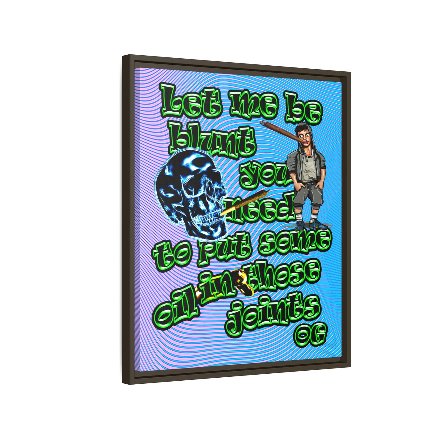 og - framed canvas art (light blue-purple wave)