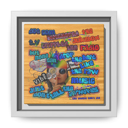 drop the beat - framed canvas art (butterscotch wood finish)