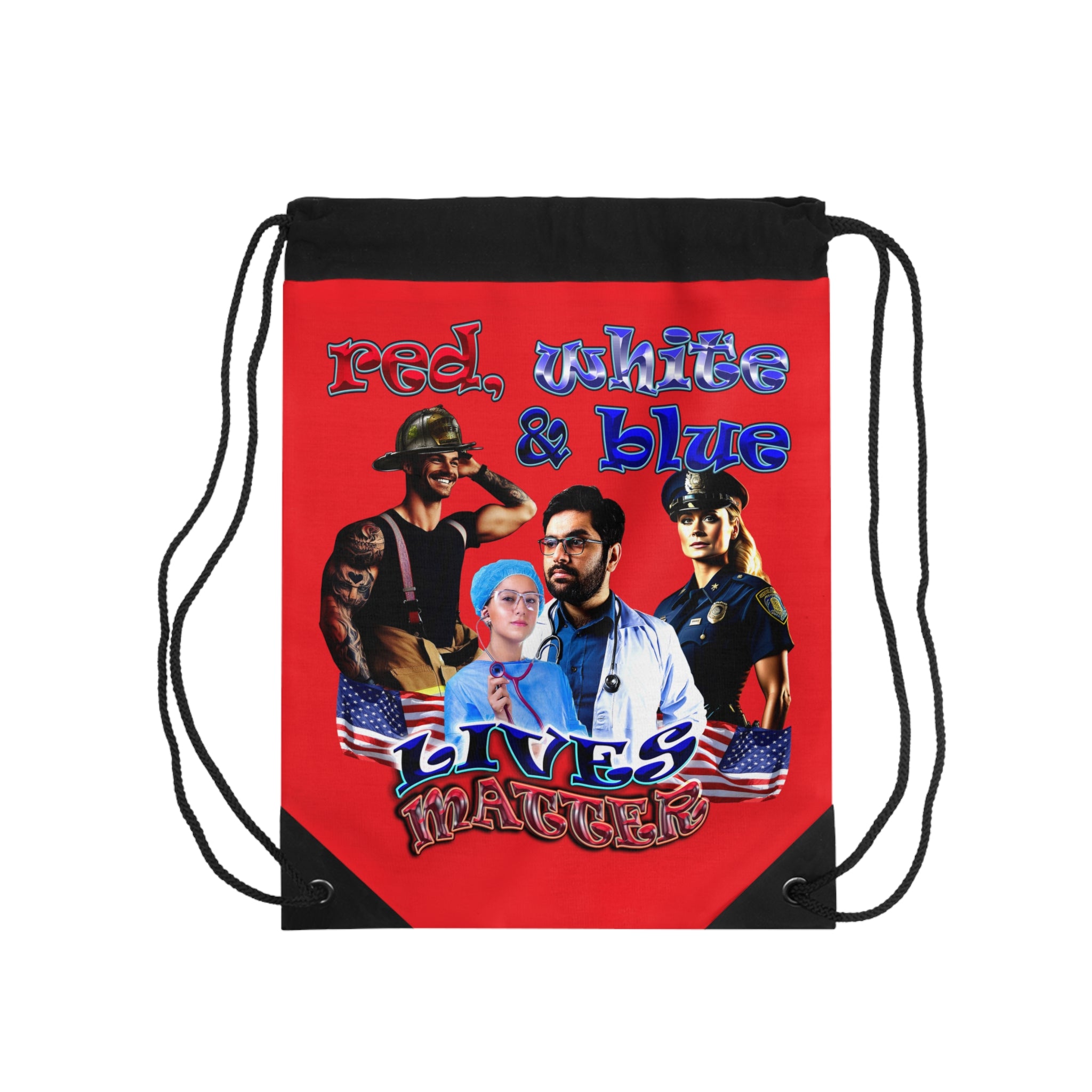 rw&b lives matter - Drawstring Bag (red)