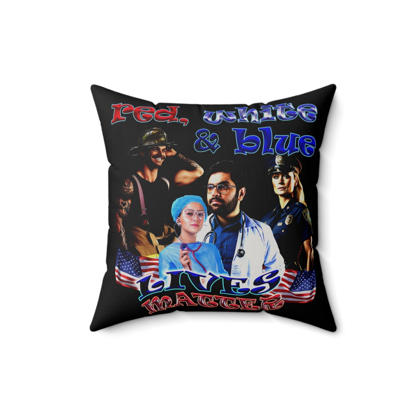 rw&b lives matter - Faux Suede Square Pillow - (black)