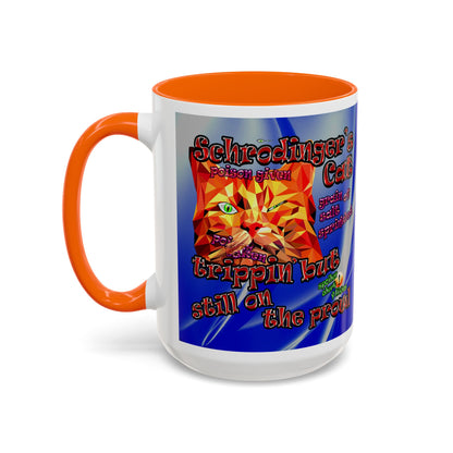 schrodinger's cat - Accent Mug (blue-white wave)
