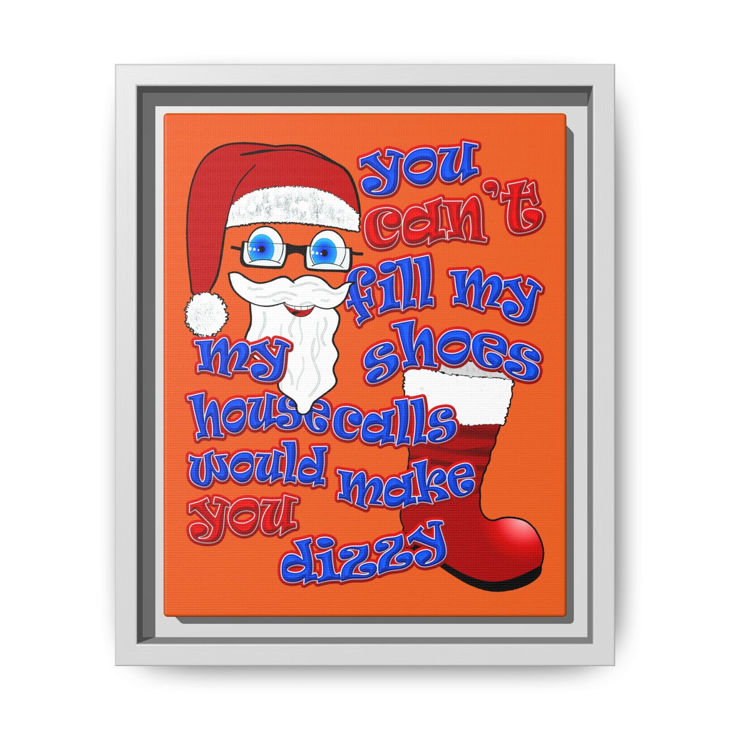 santa's shoes - framed canvas art (orange)