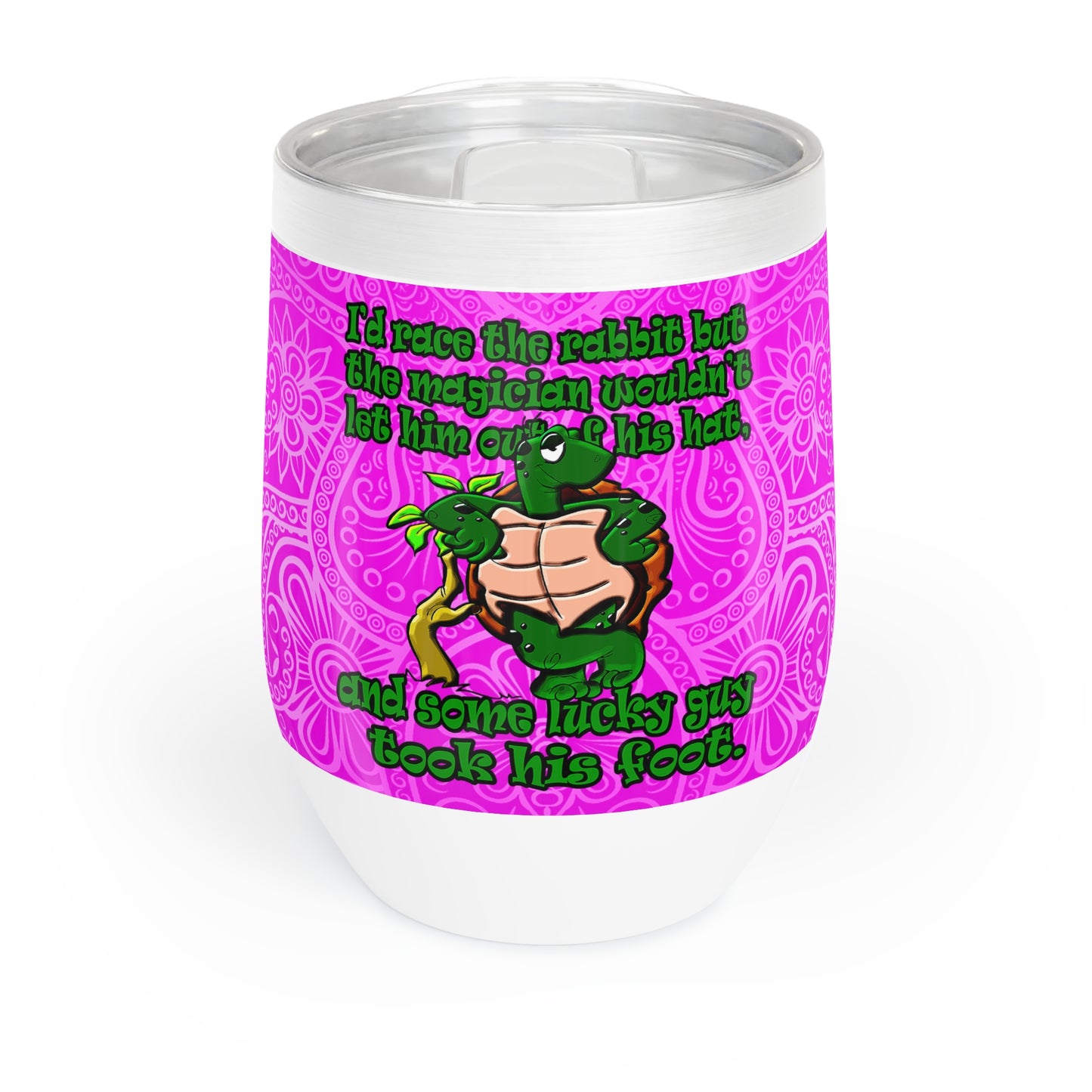 turtle race - Chill Wine Tumbler (pink swirl)