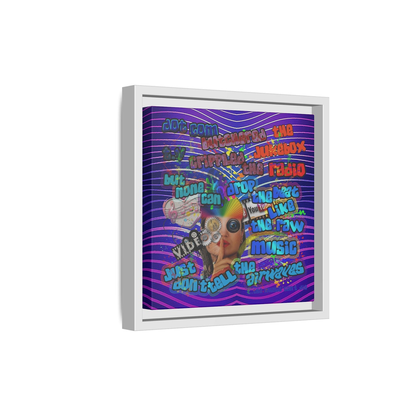drop the beat - framed canvas art (purple wave)
