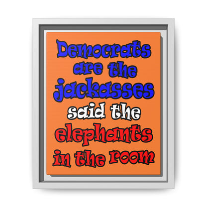 donkeys and elephants - framed canvas art (crusta)