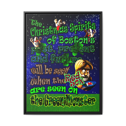 christmas spirits of boston - framed canvas art ('snoops' background)
