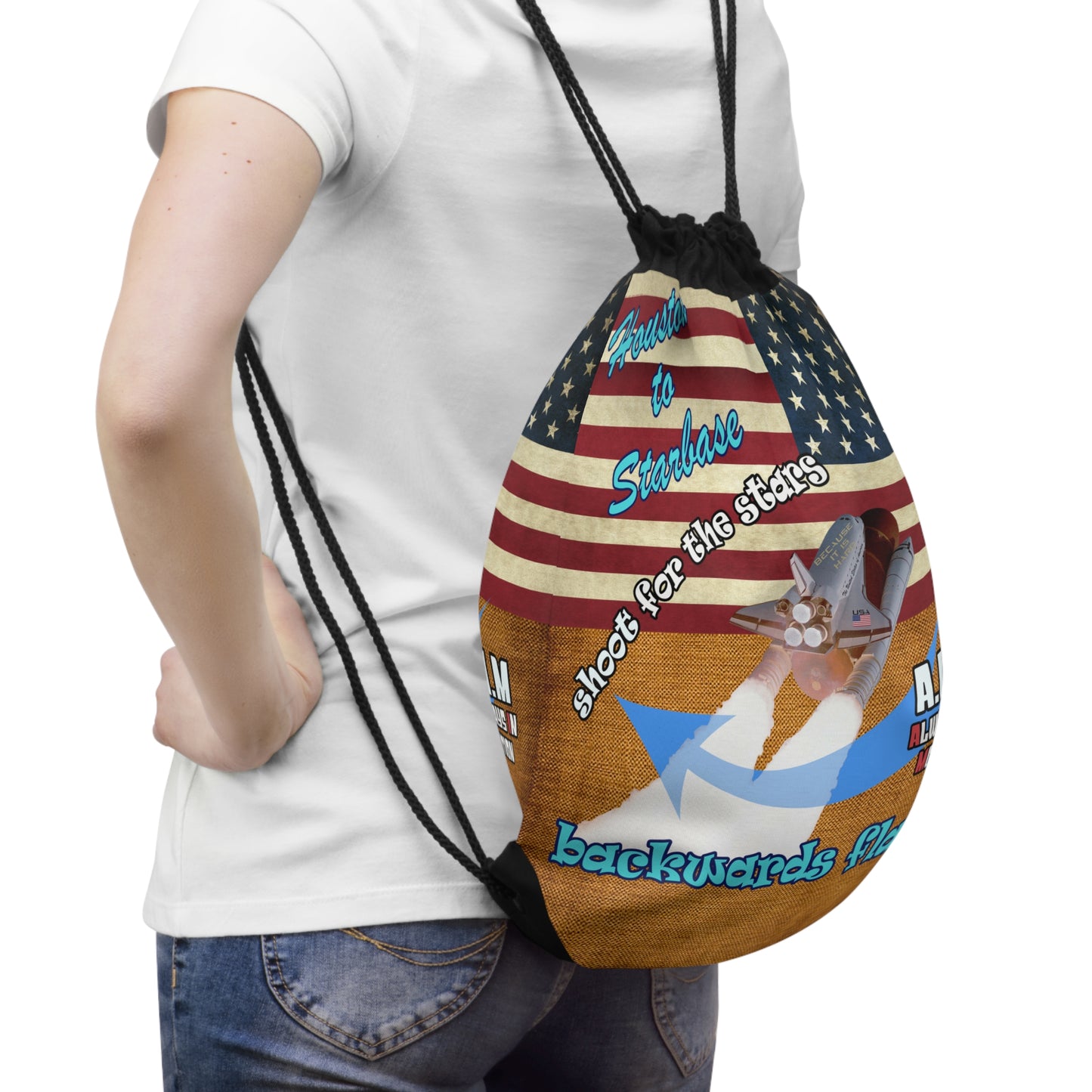 shoot for the stars - Drawstring Bag (dichromatic brown papyrus)