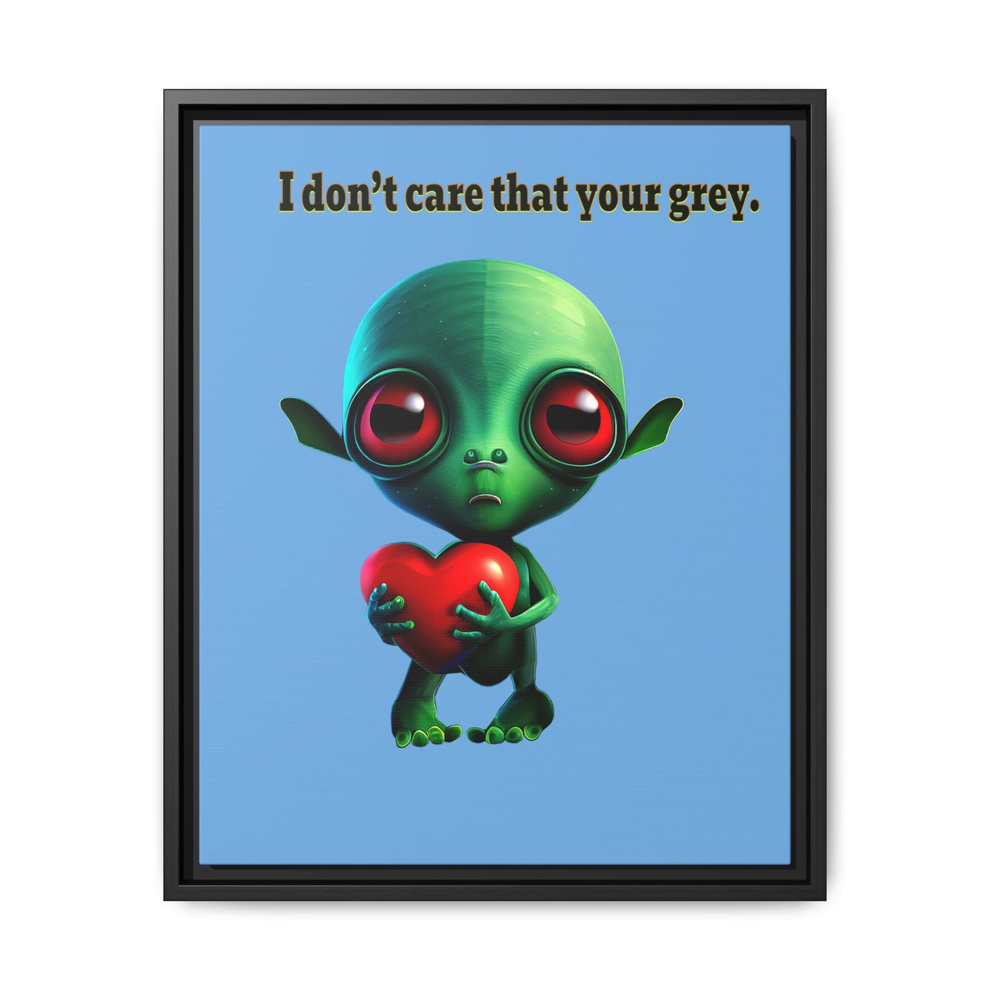 I don't care that your grey - framed canvas art (light blue)