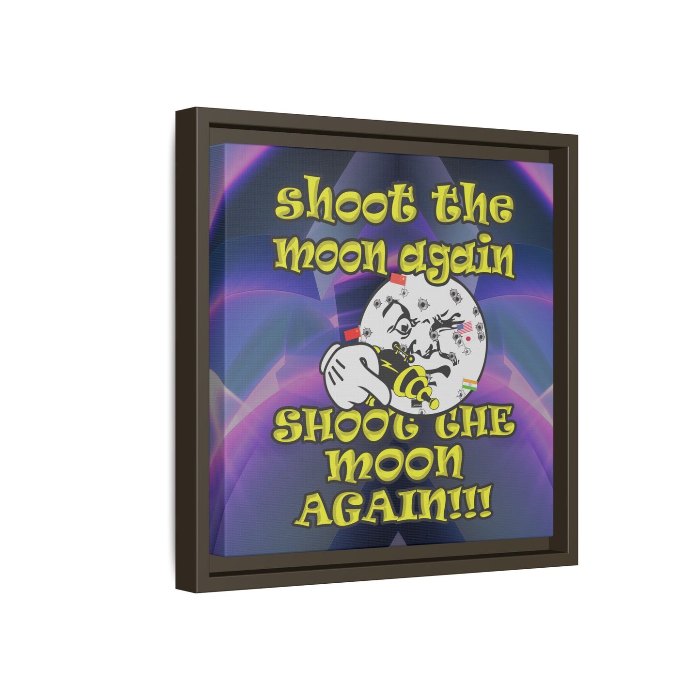 shoot the moon again - framed canvas art (grey-pink wave)