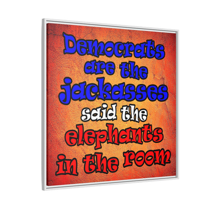 donkeys and elephants - framed canvas art (burnt orange)