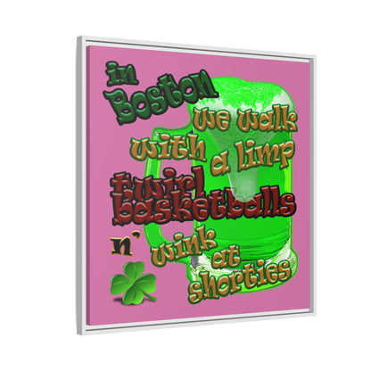 celtics logo - framed canvas art (light pink)