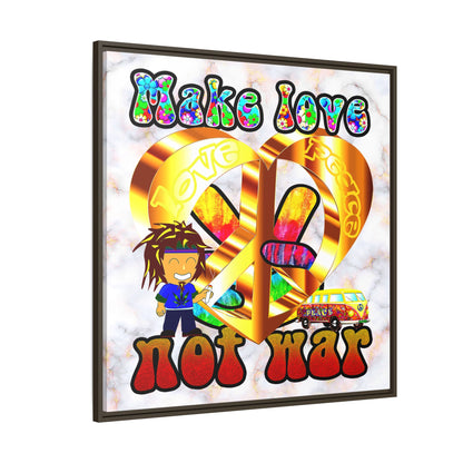 love peace - framed canvas art (white marble)