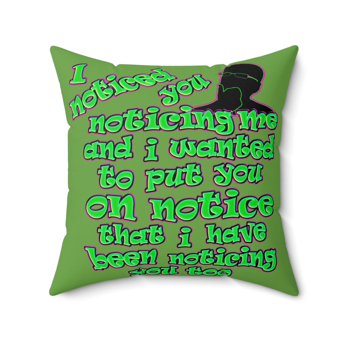 noticed you noticing - Faux Suede Square Pillow - (green)