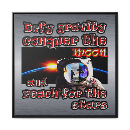 defy conquer reach - framed canvas art (brushed nickel)