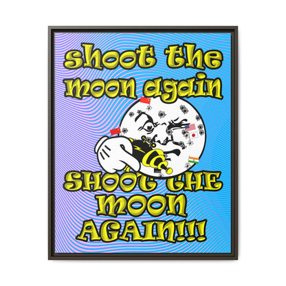 shoot the moon again - framed canvas art (light blue-purple wave)