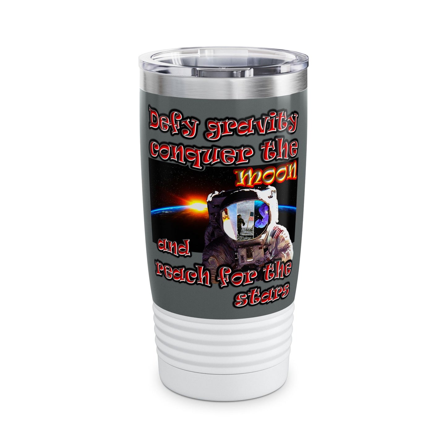 defy conquer reach - Ringneck Tumbler, 20oz (dark grey)