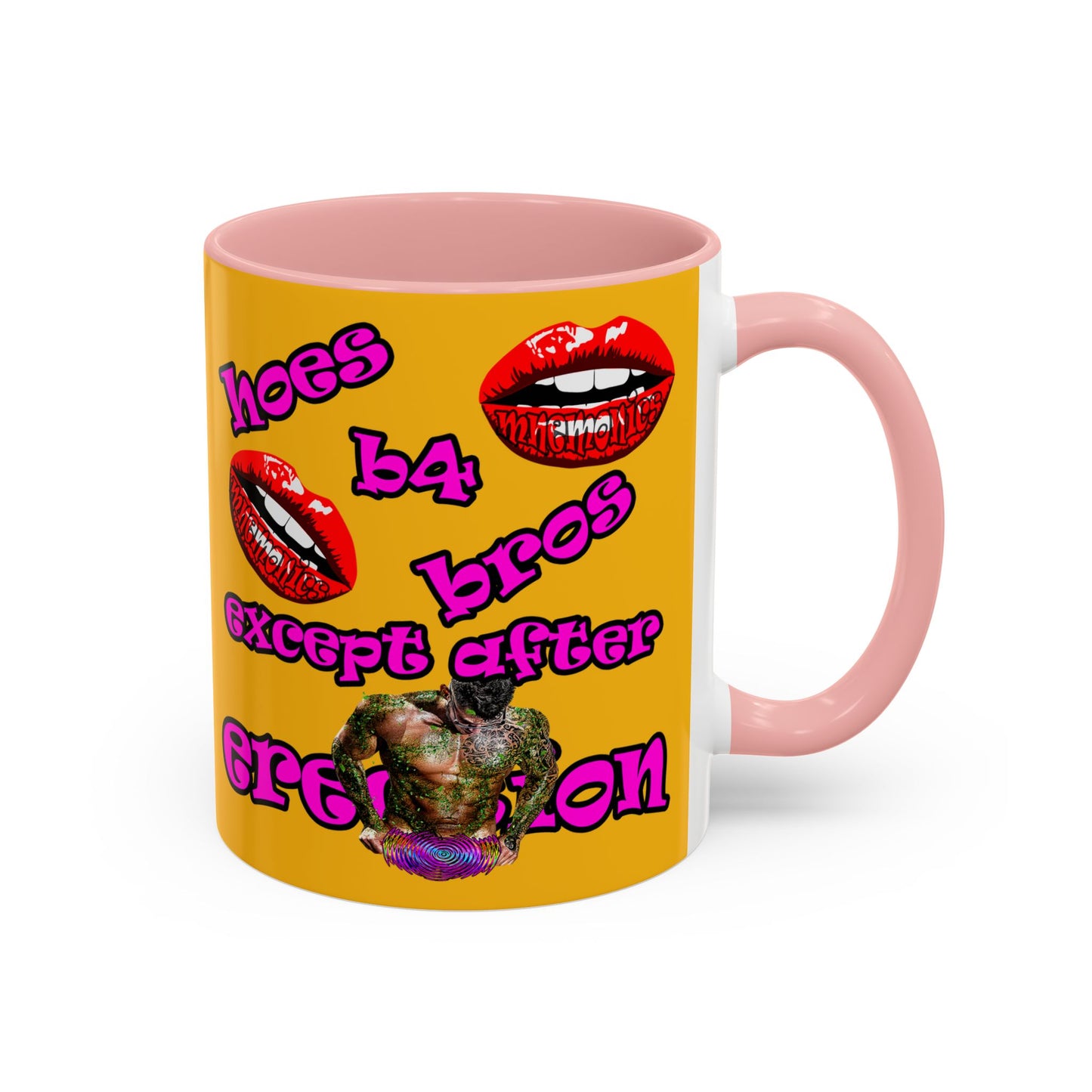 hoes b4 bros - Accent Mug (yellow)