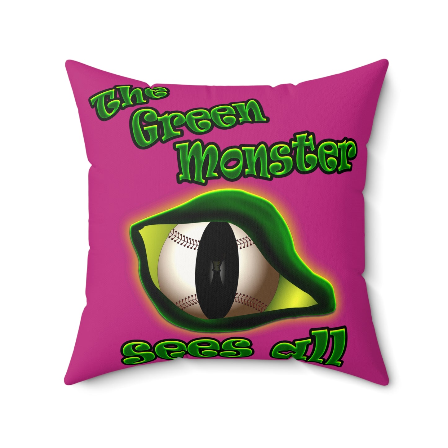 green monster - Faux Suede Square Pillow - (pink)