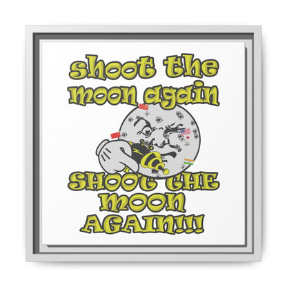shoot the moon again - framed canvas art (white)