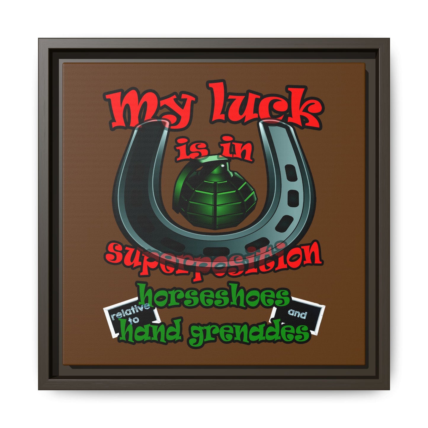 my luck - framed canvas art (brown)