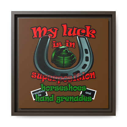 my luck - framed canvas art (brown)