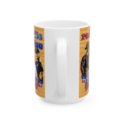 rw&b lives matter - White Mug (butterscotch wood finish)
